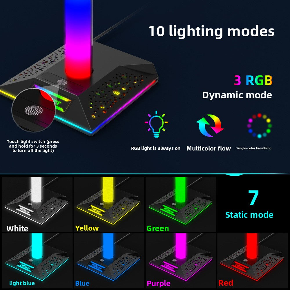 EB03 RGB Headphone Stand with USB Hub