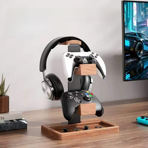 Three-Tier Wooden Headphone Organizer